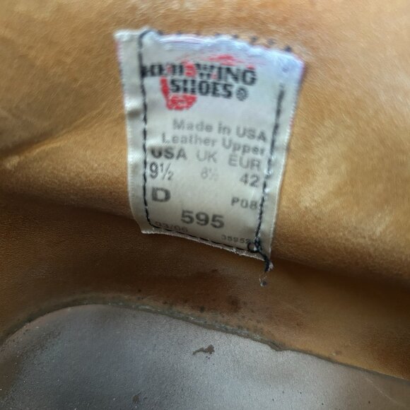 Red Wing 595 Chukka Vintage Leather Lace Up Work Boots Mens 9.5 D - Picture 9 of 12